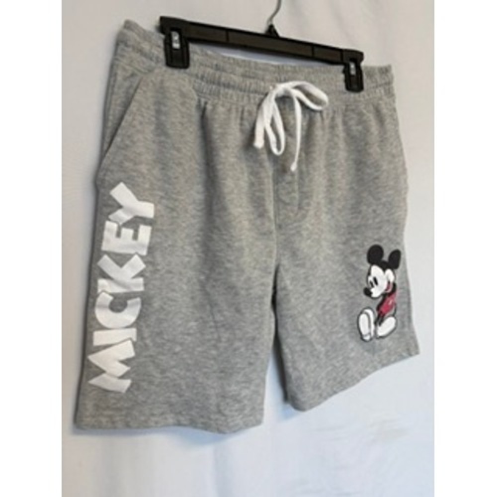 Disney Mickey Mouse Mens Gray Sweat Shorts Graphic Lounge Shorts Size Large